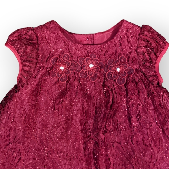 12 Months Pastourelle Baby Girl Red Christmas, Holiday Dress - Picture 4 of 7